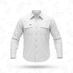 Poncho Outdoors Mens White Western Pearl Snap Fishing Shirt Regular Fit Medium